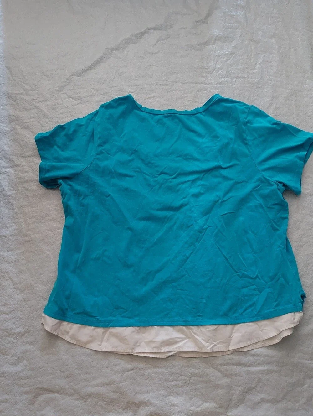 Venezia Teal Short-Sleeve Layered Hem Top